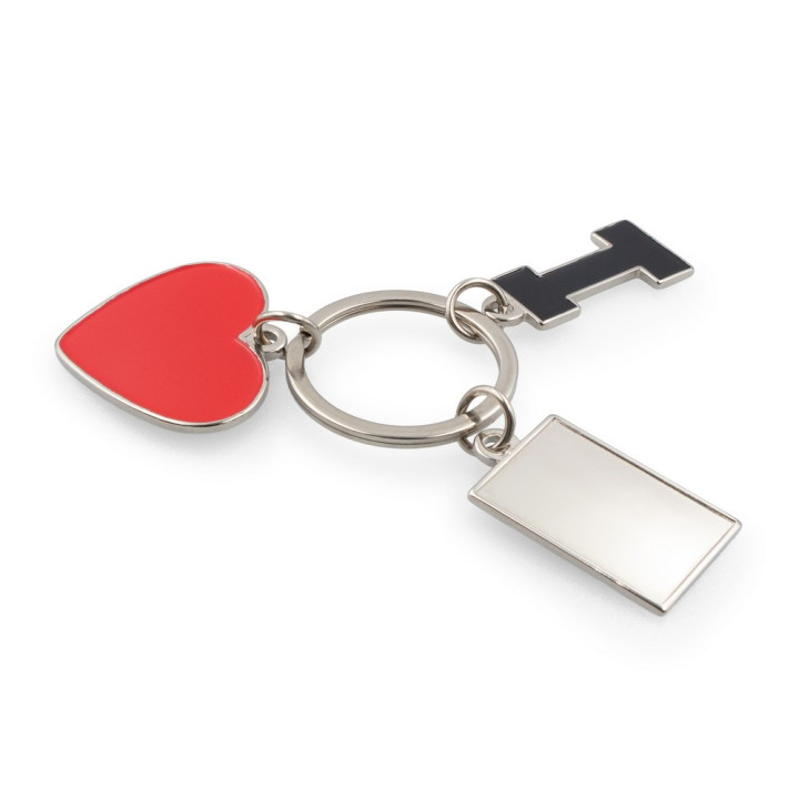 Brelok do kluczy "I love ..." z metalową plakietką | Lydus